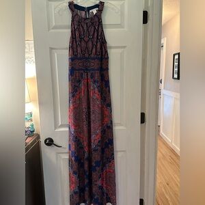 London Times Red and Blue Paisley Dress